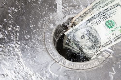 Money being washed down the garbage disposal