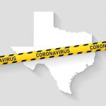 Map of Texas with coronavirus caution tape